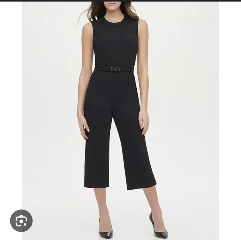 Tommy Hilfiger Black Cropped Jumpsuit Size 8 - Picture 2 of 10